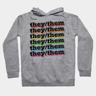 They/Them Pronouns -- Retro Style Design Hoodie